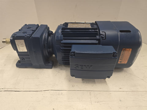 Sew Eurodrive R37DRE90M4BE2HR/Z 1.5HP Brake Gear Motor 230/460V 18.05:1 Ratio