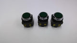 Idec ABN Green Pushbutton With Idec BS001E Contacts 600 Volt 10 Amp Lot Of 3