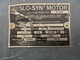Slo Syn X1500 AC Motor 72RPM 1PH 120V 1500 Torque oz-In Single Phase