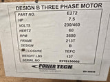 Powertech E272 7.5HP AC Motor 3600RPM 2P 3PH 213T 230/460V TEFC 60Hz