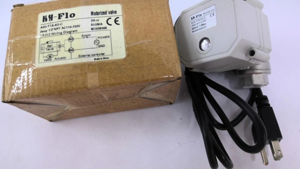 HH-Flo A-20-T15-S2-C Motorized Valve Plug 2 Way 1/2"NPT AC110-230V