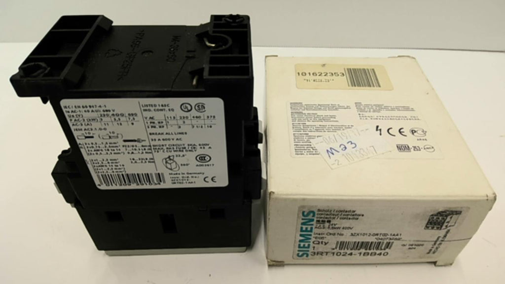Siemens 3RT1024-1BB40 Contactor 460 Volts 7 1/2 HP 24V Coil