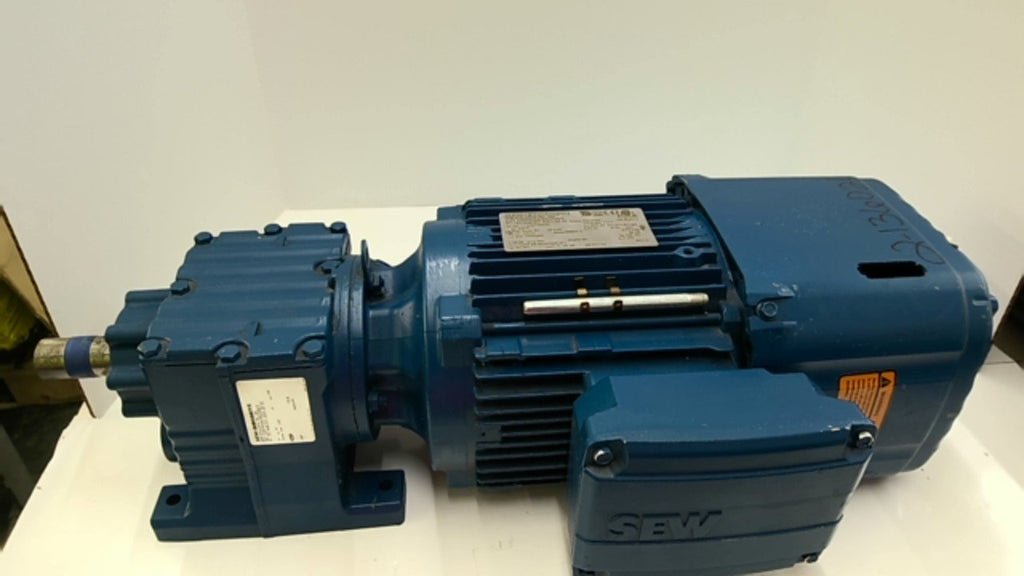 SEW Eurodrive R27 DRN90S4/BE2HR/Z Gear Brake Motor 1 HP 230/460V 18.08:1 Ratio