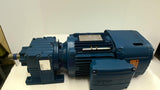SEW Eurodrive R27 DRN90S4/BE2HR/Z Gear Brake Motor 1 HP 230/460V 18.08:1 Ratio