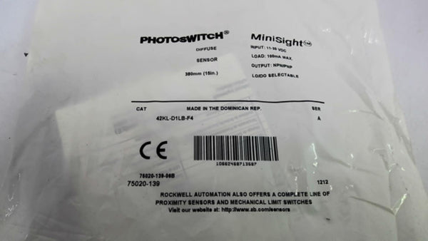 Allen Bradley 42KL-D1lB-F4 Photoswitch Diffuse Sensor – BME Bearings ...