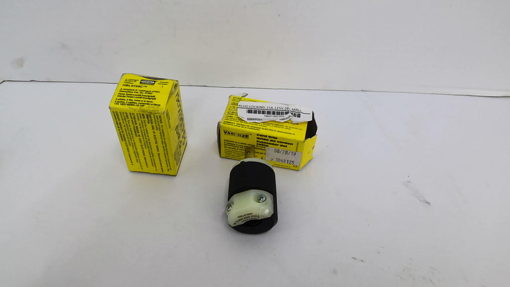 Hubbell HBL4720C Locking Plug 15A 125V 2 Pole Lot of 2