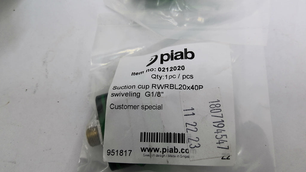 Piab 05263377 RWRBL20X40P Rectangular Bellows Suction Cups G1/8" Lot Of 2