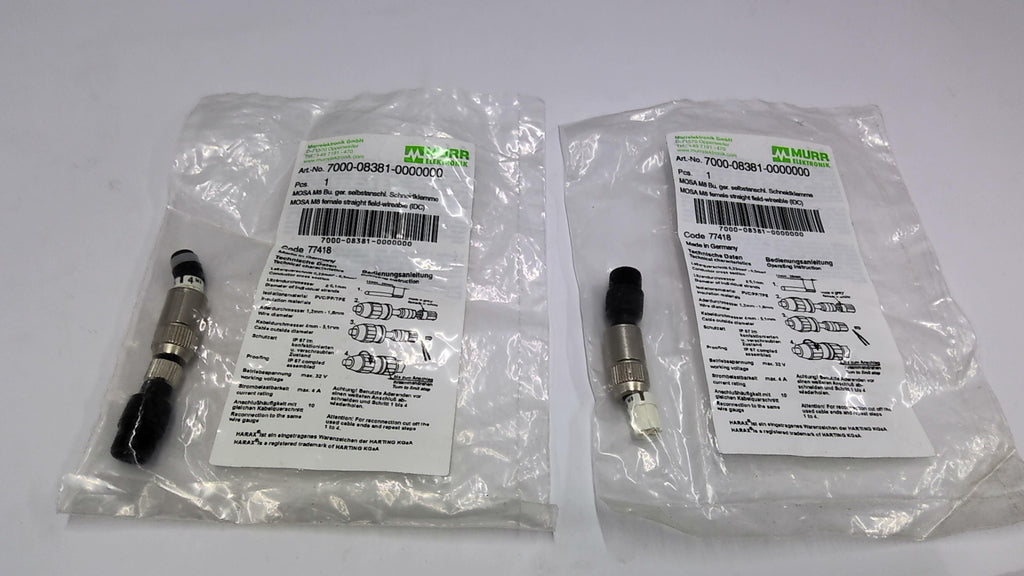 MURR ELEKTRONIK 7000-08381-0000000 MOSA M8 Female Straight Connector Lot Of 2