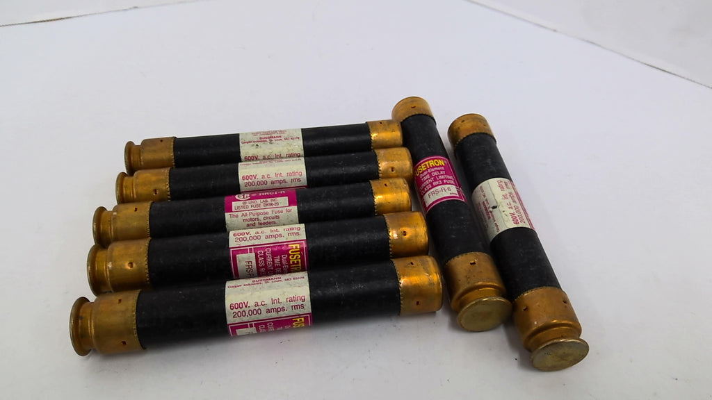 Fusetron FRS-R-6 Time Delay Fuse 600V 6 Amp Lot of 7