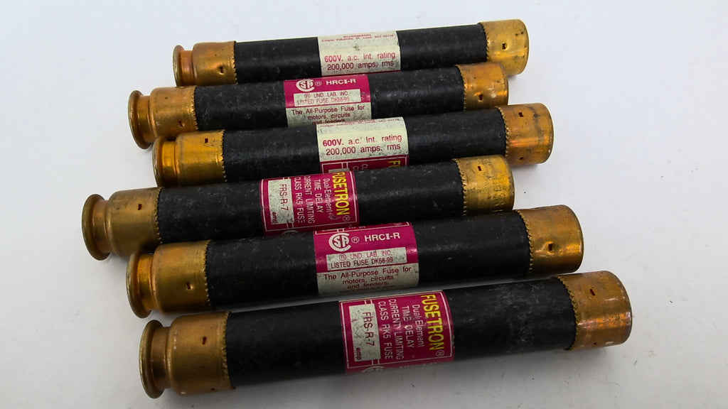 Fusetron FRs-R-7 Time Delay Fuse 600V 200,000AMPS Lot of 7