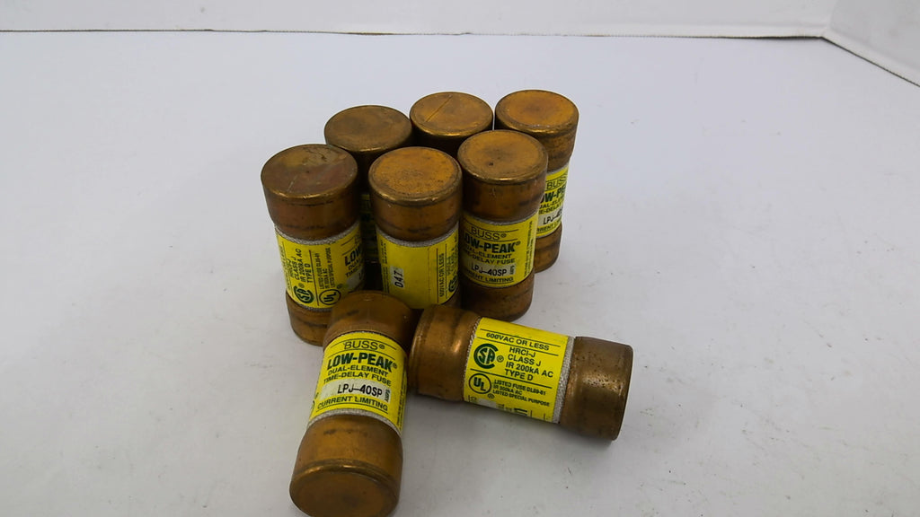 Buss LPJ-40SP Low-Peak Time Delay Fuse 600VAC 40 Amp Lot of 8