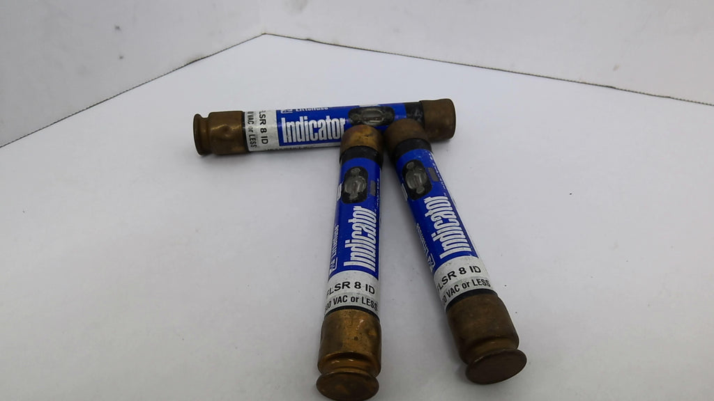 LittelFuse FLSR 8 ID Class RK5 Time Delay Fuse 600 VAC 8 Amp Lot 0f 3