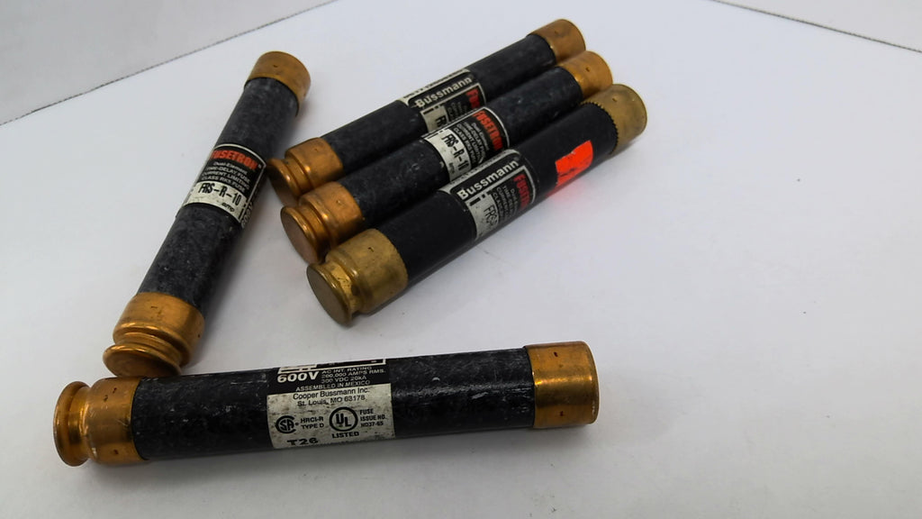 Fusetron FRS-R-10 Dual Element Time Delay Fuse 600V 10 Amp Lot of 5