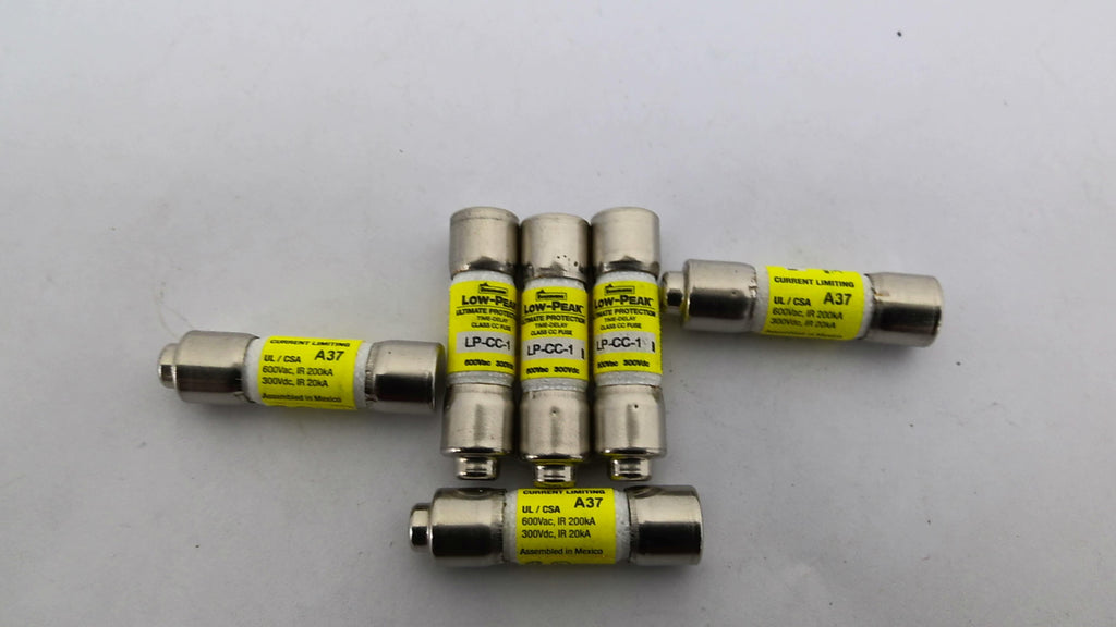 Bussman LP-CC-1 Low-Peak Time Delay Class CC Fuse 600VAC 1 Amp Lot of 6