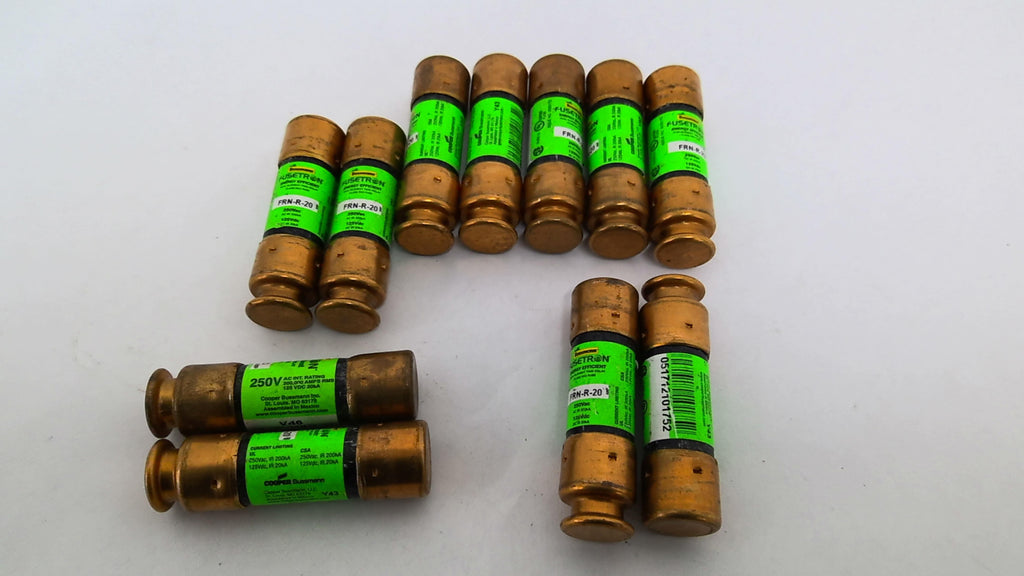 Fusetron FRN-R-20 Energy Efficient Class RK5 Fuse 250VAC 20 Amp Lot of 11