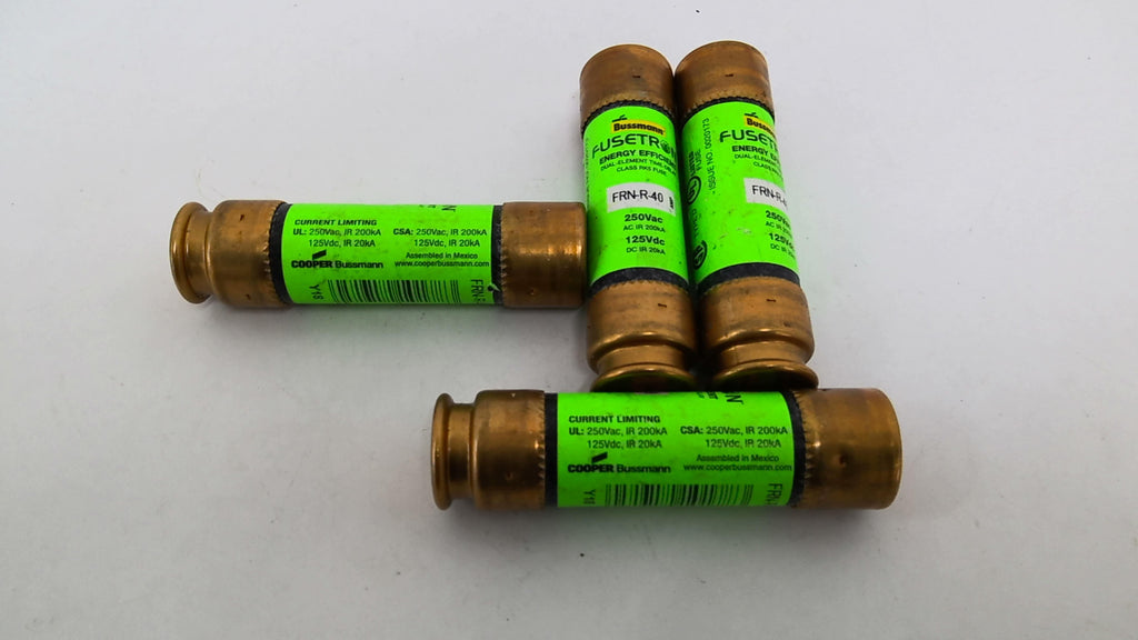 Fusetron FRN-R-40 Energy Efficient Time Delay Fuse 250VAC 40 Amp Lot of 4