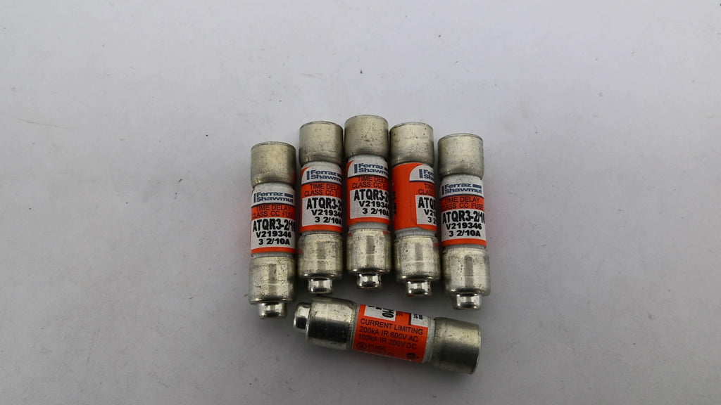 Ferraz Shawmut ATQR3-2/10 Time Delay Class CC Fuse 600VAC 2/10 Amp Lot of 6