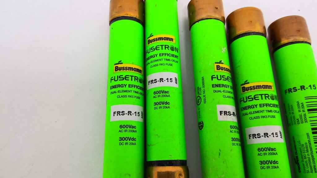 Bussman FRS-R-15 Energy Efficient Fuse 600VAC 15 Amp Lot of 5