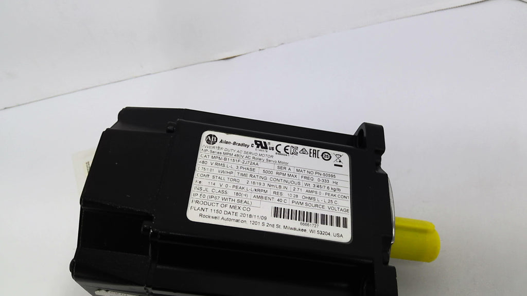 Allen Bradley MPM-B1151F-2J72AA AC Servo Motor 75/1.01KW/HP 5000RPM 480V 0-333HZ