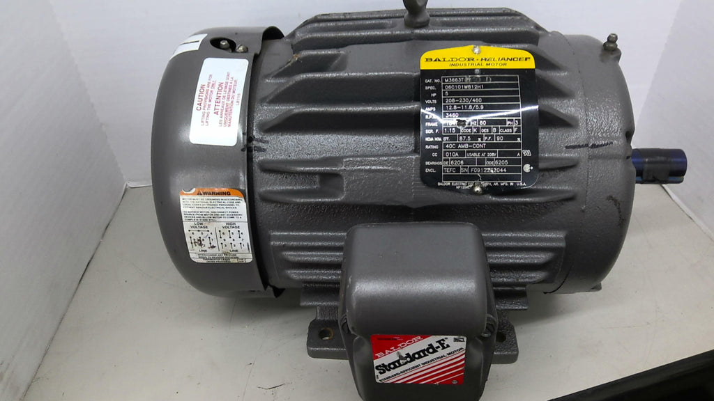 Baldor M3663T 5HP AC Motor 3600 RPM 2 Pole 3PH 184T 208-230/460V TEFC 60HZ