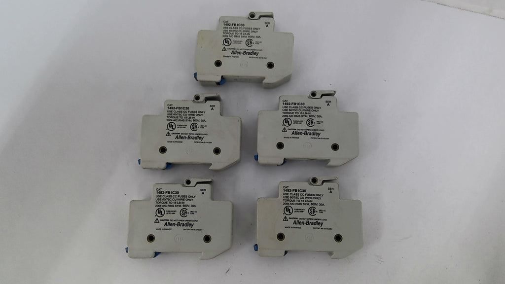 Allen Bradley 1492-FB1C30 1 Pole Fuse Holder FU5 600V 30A Lot Of 5