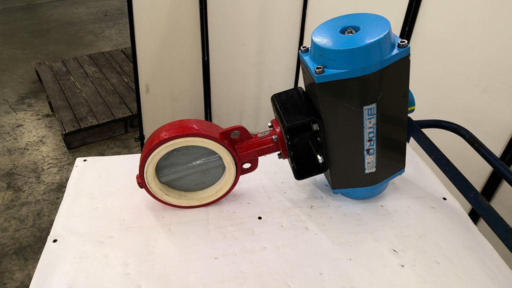Bi-Torq AL140SR Pneumatic Actuator with 6 Inch Resilient Seated Butterfly Valve