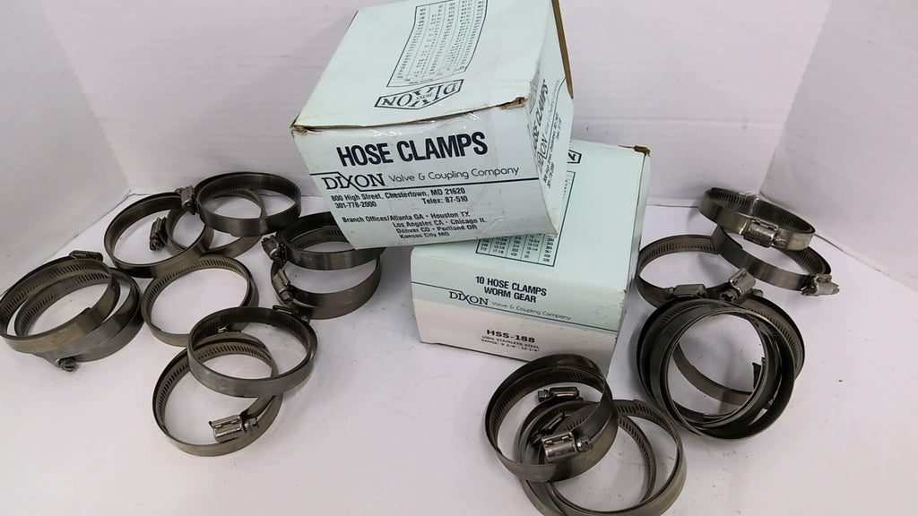 Dixon HSS-188 Stainless Steel Hose Clamps 9 3/8" - 12 1/4" 10 per Box Lot Of 2