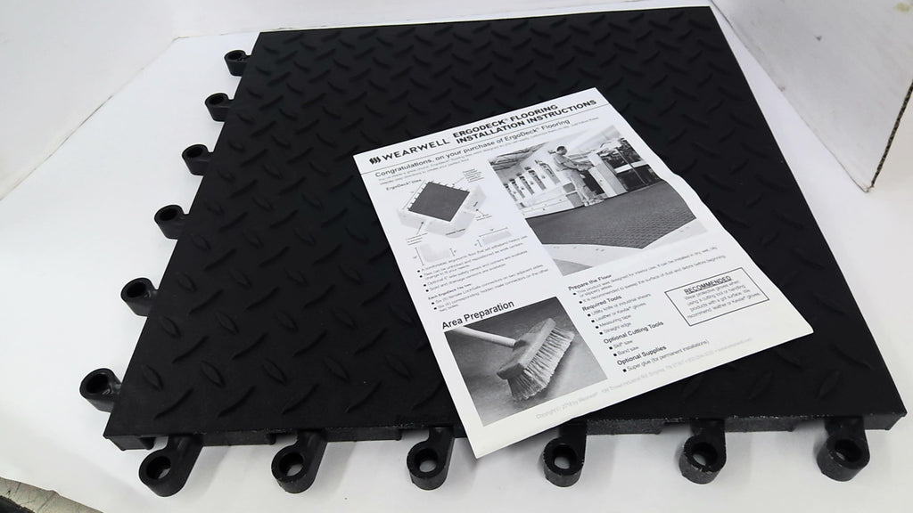 Wearwell Ergodeck 1324974 Rubber Matt Flooring 10 Per Box 18" X 18" X 7/8"