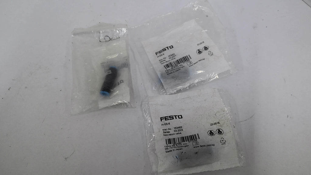 Festo H-QS-6 153463 Check Valve Lot Of 3