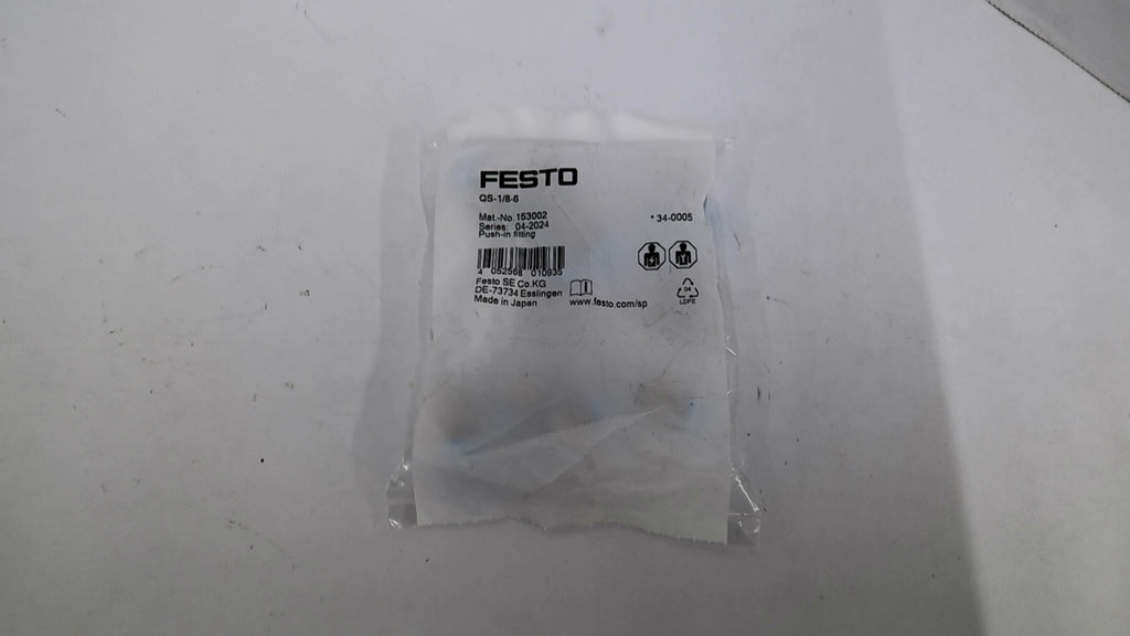 Festo 153002 QS-1/8-6 Push-in Fitting Connector Pkg. Of 10