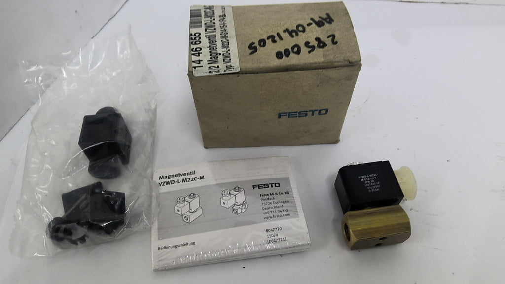 Festo VZWD-L-M22C-M-G14-15-V-1P4-30 Solenoid Valve 0-30 bar 24VDC 6,8W