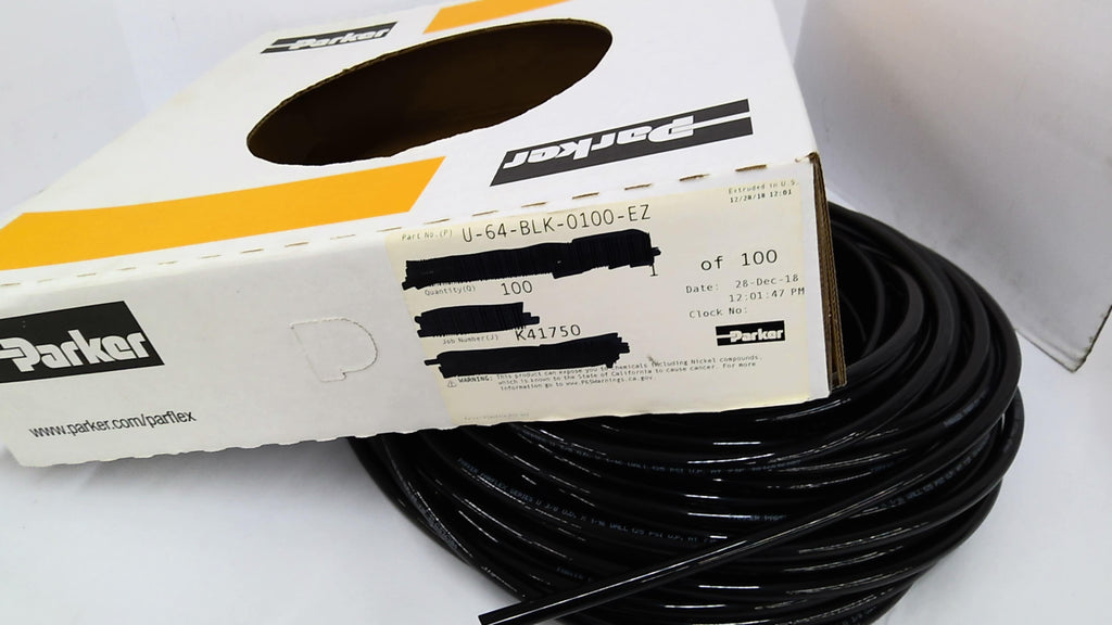 Parker U-64-BLK-0100-EZ Parflex Tubing 100' OD 3/8"X 1/16" Wall 125PSI