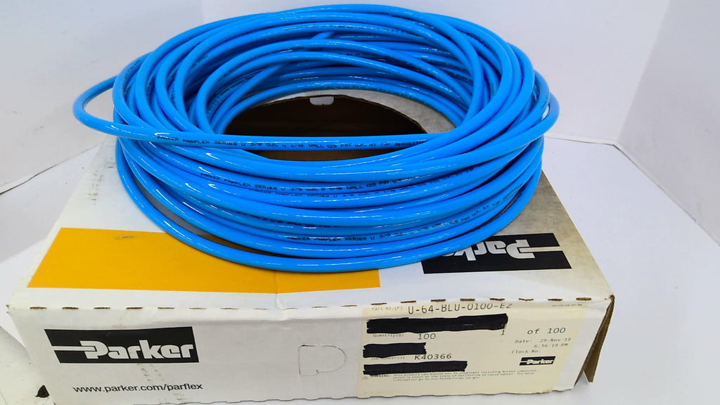 Parker U-64-BLU-0100-EZ Parflex Tubing 100' OD 3/8" X 1/16" Wall 125PSI