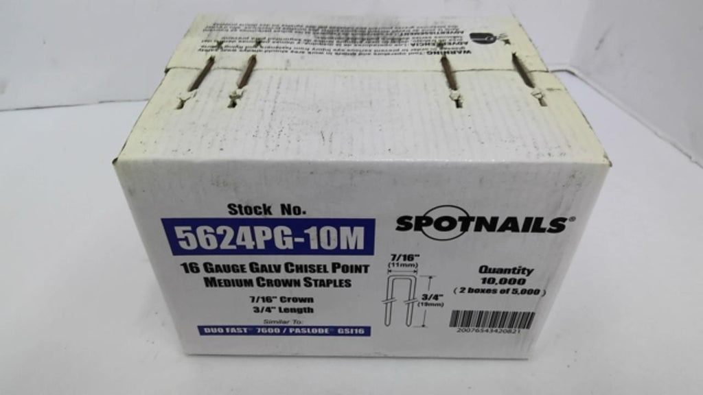 Spotnails 5624PG-10M 7/16" 16 Gauge Chisel Point Crown Staples 3/4" Length