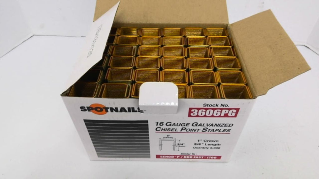 Spotnails 3606PG 16 Gauge Chisel Point Nails 1" Crown 3/4" Length Qty 5000