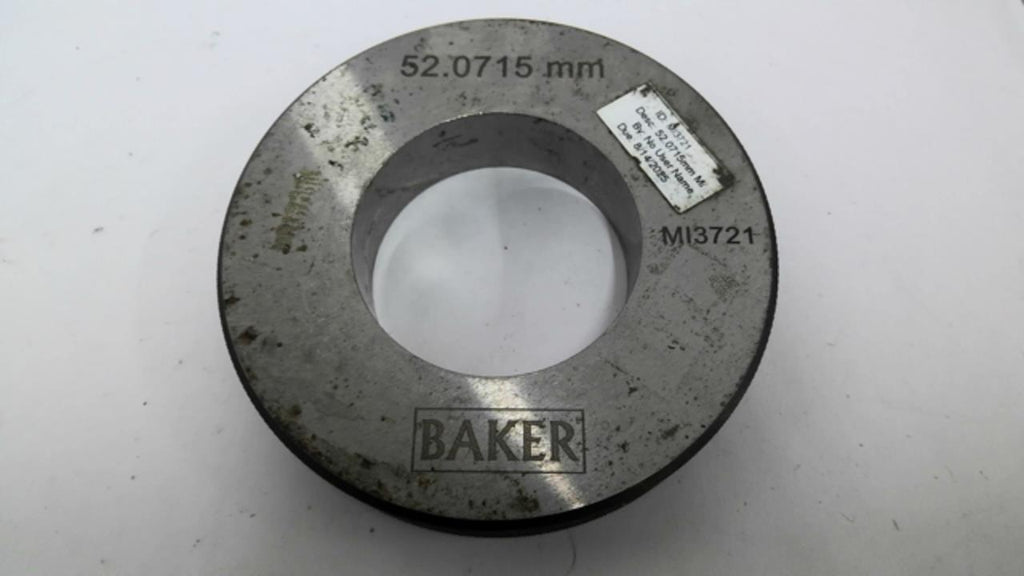 Baker MI3721 Master Setting Ring Gauge 52.0715mm Bore 2" Width 4"