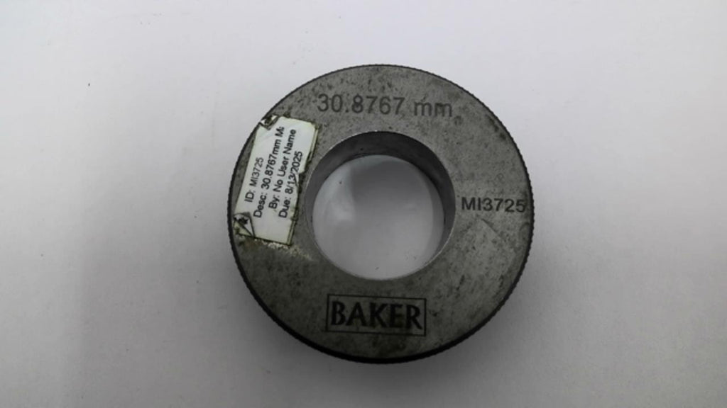 Baker MI3725 Master Setting Ring Gauge 30.8767mm Bore 1-1/4" Width 2-1/2"