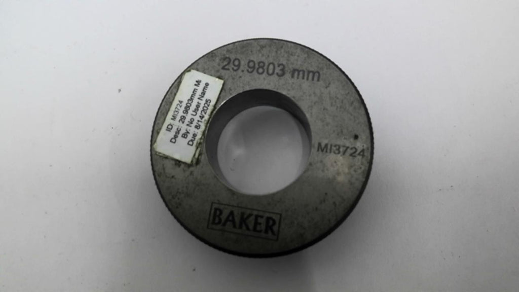 Baker MI3724 Master Setting Ring 29.9803 Bore 1-3/16" OAW 2-1/2"