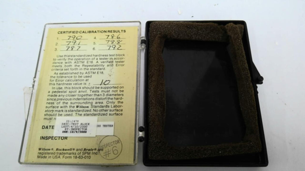 Wilson Rockwell 87-G23662 Hardness Test Block