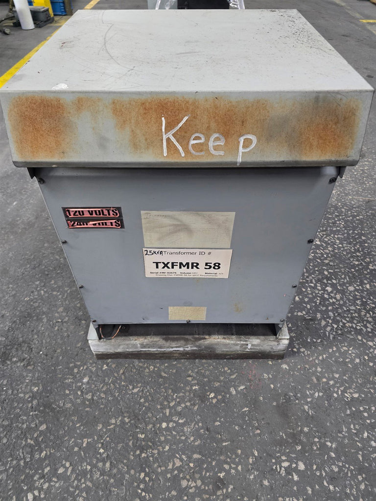 Hammond 25 KVA Transformer 24/480 Pri 120/240 Sec Single Phase