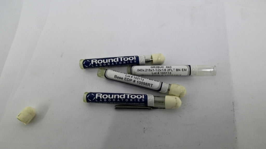RoundTool Laboratories Gr2BUC Drill Bits .043X.215X1-1/2X1/8 Lot Of 4