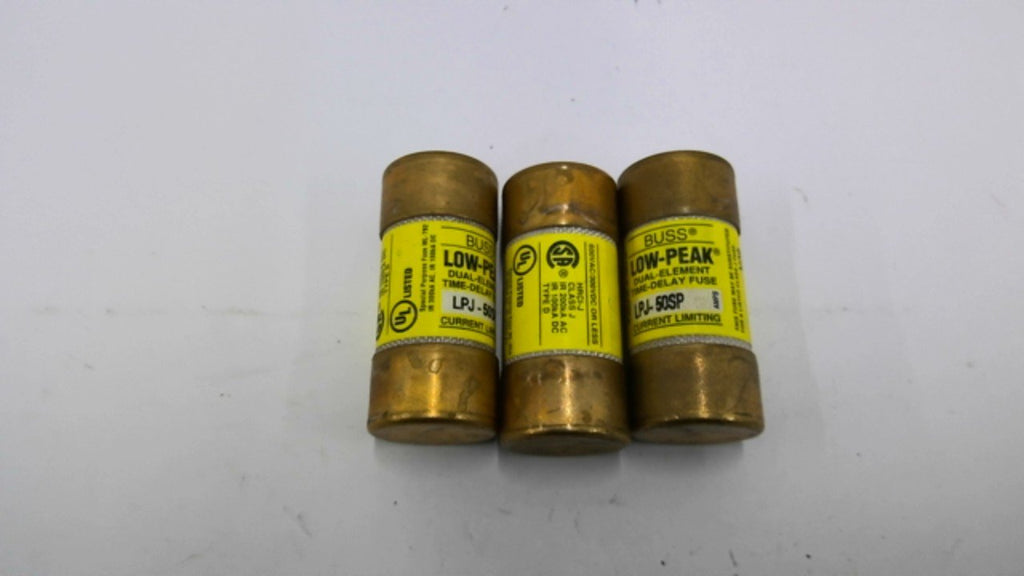 Buss LPJ-50SP Low Peak Dual Element Time Delay Fuse Set of 3