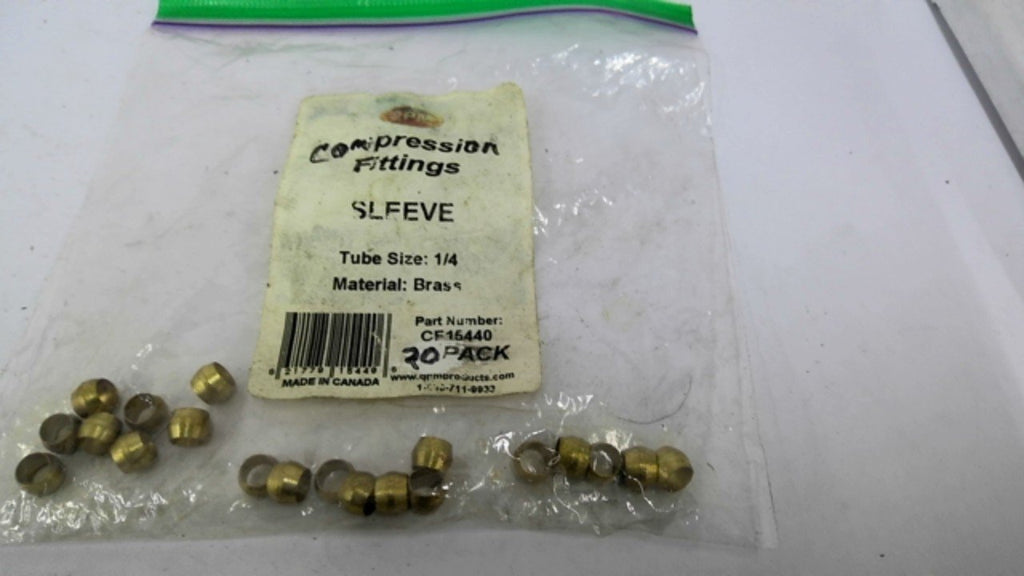 OPM CF15440 Brass Compression Fitting Sleeves 1/4" Pack of 20