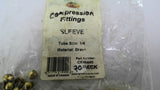 OPM CF15440 Brass Compression Fitting Sleeves 1/4" Pack of 20