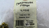 OPM CF15440 Brass Compression Fitting Sleeves 1/4" Pack of 20
