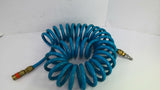 Coil hose 1/2" Air Line 20' Long 120PSI Max Quick Attachment Coupling