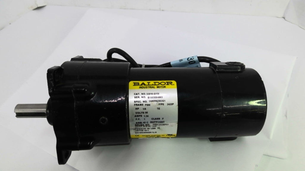 Baldor 32816-GYM Industrial DC Motor 1/8HP 90Volts 10:1 Ratio