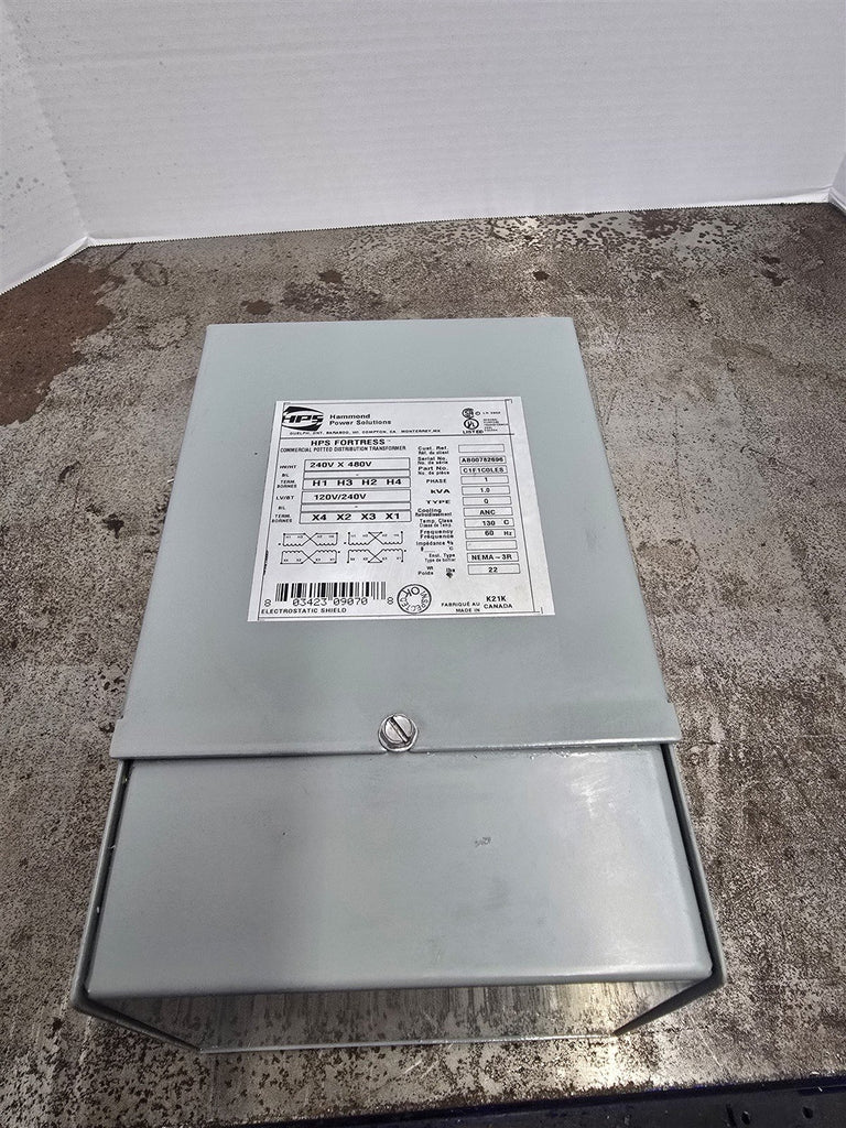 Hammond C1F1COLES 1 KVA Transformer 240x480 Pri 120/240 Sec Volts Single Phase