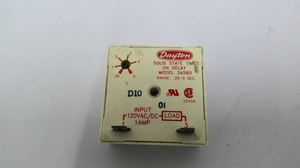 Dayton 2A560 Solid State Timer On Relay 120VAC/DC 1AMP