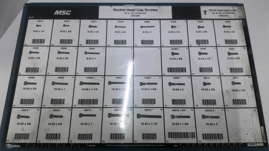 Msc Socket Head Cap Screws NO.6 - NO. 10 Diameters Various Sizes